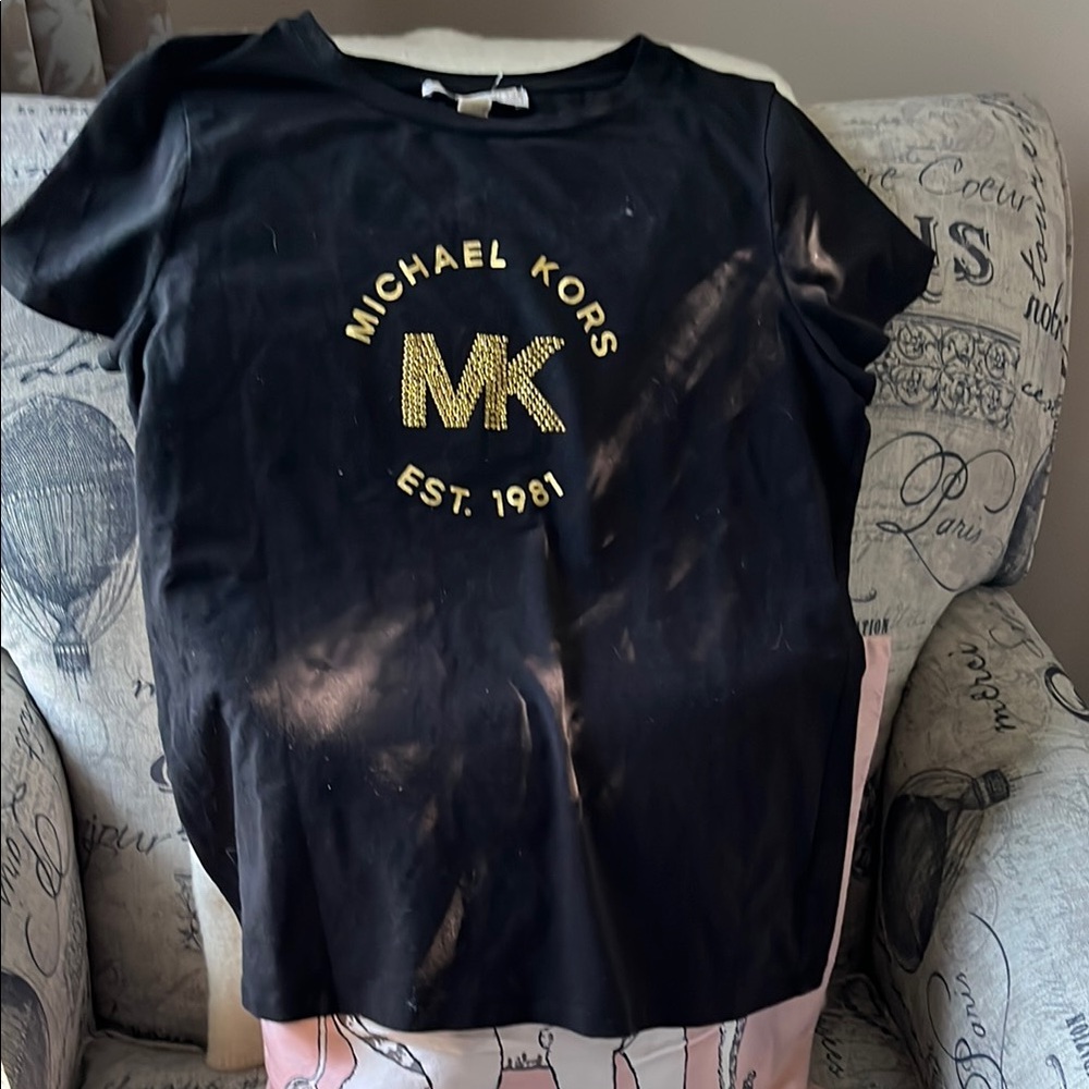 Michael Kors Black Tee with Gold Logo
